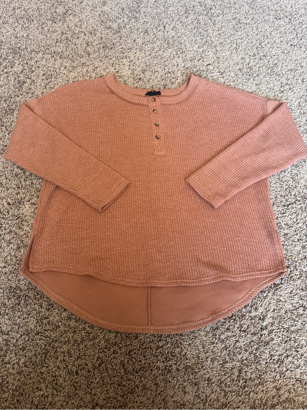 Blu Pepper Ribbed Henley Top - Dusty Rose